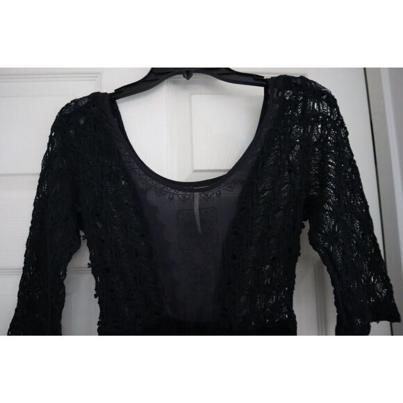 Free People Women's z 4 Black Embroidered Lonesome Dove High-Low Hem Dress - Picture 7 of 16